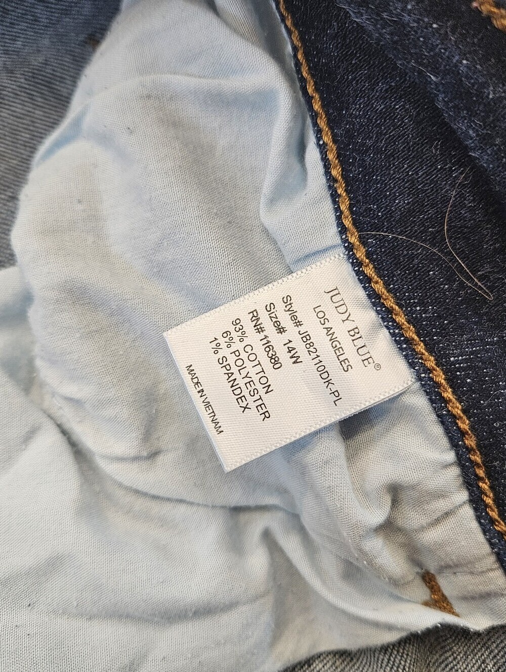 Judy Blue Los Angeles Jeans Skinny Fit 14W Dark Blue Navy Denim - Picture 5 of 10